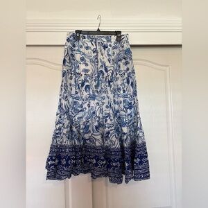 Faithfull the Brand Blue and White Maxi Skirt